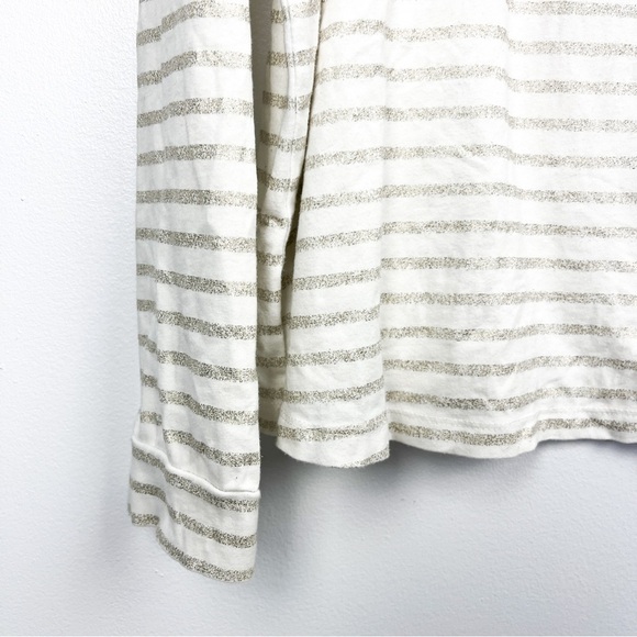 Maeve by Anthropologie Long Sleeve White & Gold Striped Top - Picture 4 of 10
